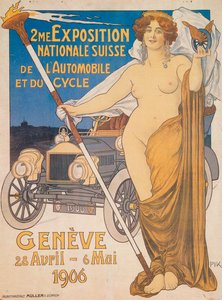 Reklama drugiej szwajcarskiej narodowej wystawy samochodów i rowerów, Genewa, 1906 autorstwa Unbekannt