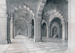 Agra. Wnętrze Moti Musjid. Meczet Perłowy, ok. 1910. autorstwa Unbekannt