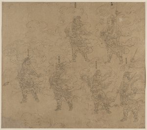 Album tematów taoistycznych i buddyjskich: Procesja bóstw taoistycznych: Liść 14, 1200s. autorstwa Unbekannt