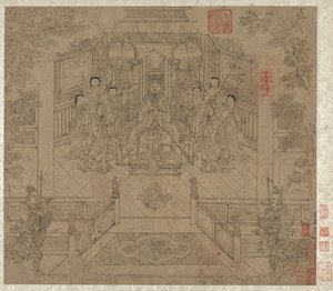 Album tematów taoistycznych i buddyjskich: Procesja bóstw taoistycznych: Liść 1, 1200s. autorstwa Unbekannt
