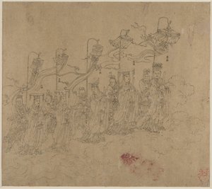 Album tematów taoistycznych i buddyjskich: Procesja bóstw taoistycznych: Liść 5 , 1200s. autorstwa Unbekannt