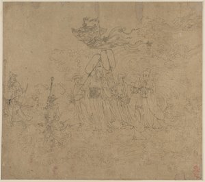 Album tematów taoistycznych i buddyjskich: Procesja bóstw taoistycznych: Liść 6, 1200s. autorstwa Unbekannt