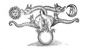 Symbol alchemiczny reprezentujący transmutację metalu nieszlachetnego w srebro i złoto, 1652 autorstwa Unbekannt