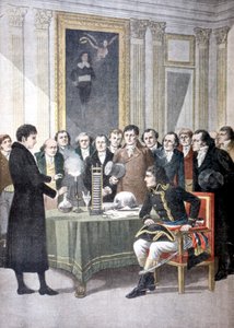 Alessandro Volta, demonstrujący swoją baterię palową Napoleonowi, ok. 1800 r. 1901 autorstwa Unbekannt