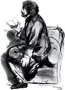 Alfred Tennyson, lst Baron Tennyson 1809-1892, angielski poeta, 1855 autorstwa Unbekannt