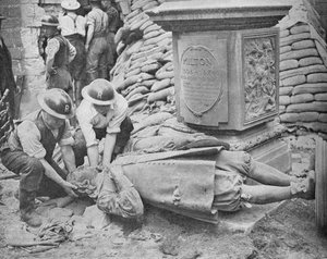 Całonocny nalot na stolicę Wielkiej Brytanii - pomnik Johna Miltona, 1940, 1940 autorstwa Unbekannt
