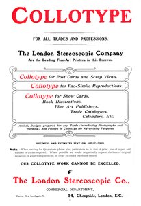 Reklama procesu Collotype oferowana przez The London Stereoscopic Company, 1903 autorstwa Unbekannt