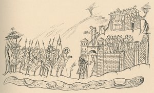 Anglosascy wojownicy zbliżają się do fortu, 1908 autorstwa Unbekannt