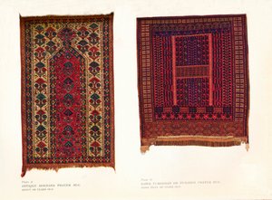 Antyczny dywanik modlitewny Bokhara i modlitewnik Sarik Turkoman lub Punjdeh, ok. 1920 r. autorstwa Unbekannt