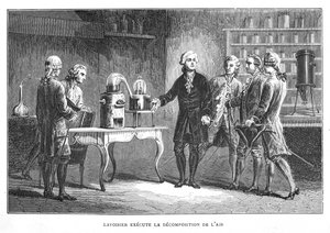 Antoine Laurent Lavoisier, francuski chemik, demonstruje swoje odkrycie tlenu, 1776 1874 autorstwa Unbekannt