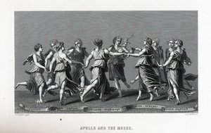 Apollo i muzy według Giulio Romano, 1882 autorstwa Unbekannt