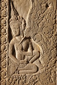Rzeźba tancerza Apsara w Angkor Wat, Siem Reap, Kambodża autorstwa Unbekannt