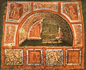 Arcosolium w Katakumbach Domitylli przy Via Ardeatina, Rzym, Włochy, 1928. autorstwa Unbekannt