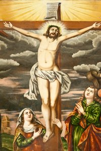 Ormiański Kościół Apostolski; Fresk; scena z Nowego Testamentu; ukrzyżowanie Jezusa; Katedra Vanka; Jolfa lub Nowa Julfa; Isfahan; Iran; Azja autorstwa Unbekannt