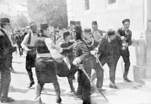 Aresztowanie Gavrilo Principa, zabójcy arcyksięcia Franciszka Ferdynanda, 1914 autorstwa Unbekannt
