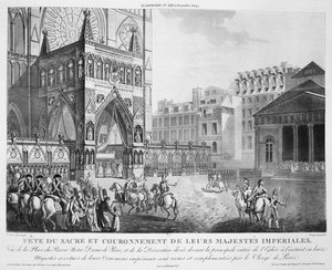 Przyjazd do Notre Dame, 2 grudnia 1804, XIX wiek autorstwa Unbekannt