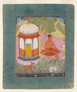 Ascetyczny w pejzażu, ilustrujący tryb muzyczny Bangali Ragini, c1675 autorstwa Unbekannt