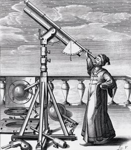 Teleskop astronomiczny z obserwatorem autorstwa Unbekannt