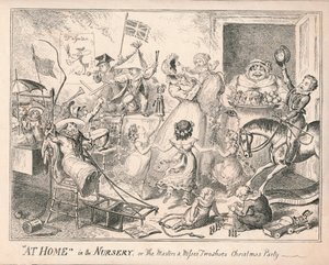 W domu w żłobku, czyli przyjęcie wigilijne „Mistrzowie i panny dwóch butów”, 1835. autorstwa Unbekannt