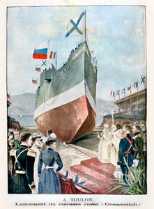 W Tulonie, wodowanie rosyjskiego pancernika Cesarevich, 1901 autorstwa Unbekannt