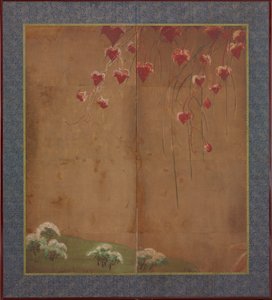 Jesienna winorośl, odległe drzewa i śnieg, okres Edo, 1615-1868. autorstwa Unbekannt