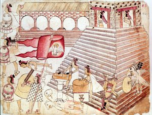 Azteccy wojownicy broniący świątyni Tenochtitlan w Meksyku autorstwa Unbekannt