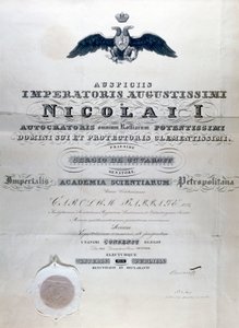 Dyplom Babbage z Imperial Academy of Sciences Petropolitan autorstwa Unbekannt