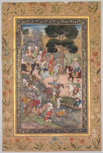 Spotkanie Babura z sułtanem Ali Mirzą nad rzeką Kohik, z Pamiętników Babur-nama z Babur, ok. 1930 r. 159 autorstwa Unbekannt