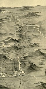 „Mapa balonowa ilustrująca bitwę pod Pieters i płaskorzeźba Ladysmith”, 1900. autorstwa Unbekannt
