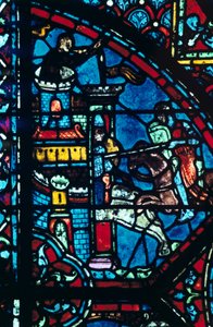 Bitwa o miasto, witraż, katedra w Chartres, Francja, c1225 autorstwa Unbekannt