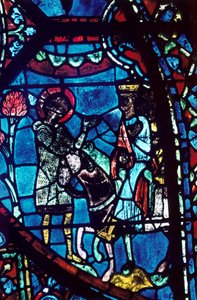Baudoin opowiada Karolowi Wielkiemu o śmierci Rolanda, witraż, katedra w Chartres, 1194-1260 autorstwa Unbekannt
