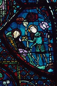 Baudoin opiekuje się umierającym Rolandem, witraż, katedra w Chartres, Francja, 1194-1260 autorstwa Unbekannt