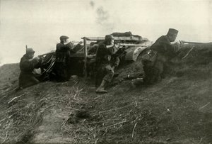 Belgowie trzymający rzekę w Termonde, 1919. autorstwa Unbekannt
