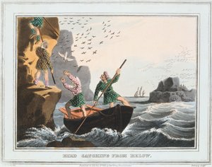 Łapanie ptaków z dołu, Szetlandy, 1813 autorstwa Unbekannt