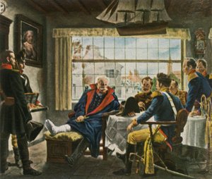 Blücher przejmuje medale Napoleona i kapelusz po... Waterloo, 18 czerwca 1815, 1936. autorstwa Unbekannt