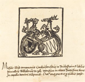 Ekslibris Wilhelma von Zella, rok 1500 lub później. autorstwa Unbekannt