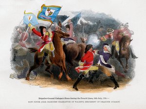 Generał brygady Cadogans Koń forsujący linię francuską, 18 lipca 1705 r autorstwa Unbekannt
