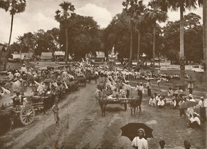 Birmański pogrzeb. - Procesja wozów z darami, 1900. autorstwa Unbekannt