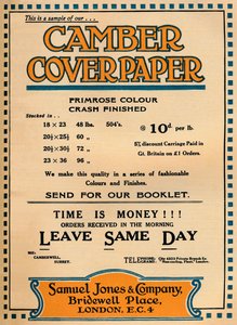 Camber Coverpaper - reklama Samuel Jones & Company, 1919 autorstwa Unbekannt