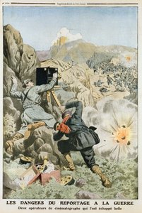 Kamerzyści pod ostrzałem podczas kręcenia pierwszej wojny bałkańskiej, 1912 autorstwa Unbekannt