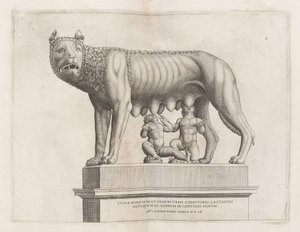 Wilk Kapitoliński z Romulusem i Remusem, 1552. autorstwa Unbekannt