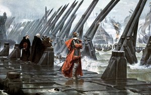 Kardynał Richelieu podczas oblężenia La Rochelle, 1628, początek XX wieku autorstwa Unbekannt