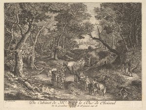 Wozy na ścieżce przez las po obrazie w kolekcji księcia de Choiseul, 1771. autorstwa Unbekannt
