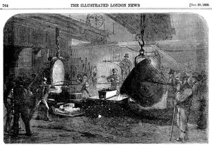 Odlew moździerza w hucie Grissells Regents Canal Ironworks, City Road, Londyn, 1855 autorstwa Unbekannt