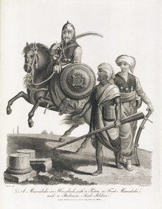 Jeździec mamelucki i żołnierze piechoty mameluckiej i beduińskiej, 1804 r. autorstwa Unbekannt