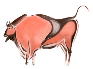 Malowidło jaskiniowe przedstawiające żubra z jaskini Altamira, Hiszpania, 1933-1934 autorstwa Unbekannt