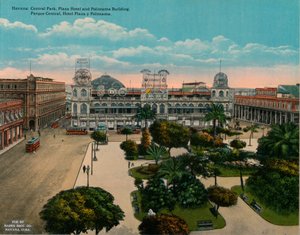 Central Park, Plaza Hotel i budynek Politeama, Hawana, Kuba, ok. 1920 r. autorstwa Unbekannt