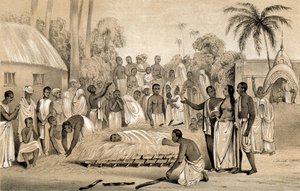 Ceremonia spalenia hinduskiej wdowy ciałem jej zmarłego męża, 1847 autorstwa Unbekannt