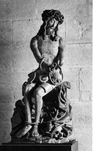 Rzeźba Chrystusa z krawatami. Hospicjum Civiles de Beaune założone w 1443 r. przez kanclerza Nicolasa Rolina, Beaune (Cote d