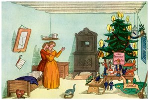 Scena bożonarodzeniowa z „Króla Dziadka do orzechów” Heinricha Hoffmanna, 1853 1956 autorstwa Unbekannt